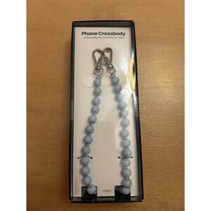 New Hello Lux Wood Bead Cell Phone Crossbody Strap Universal Light Blue